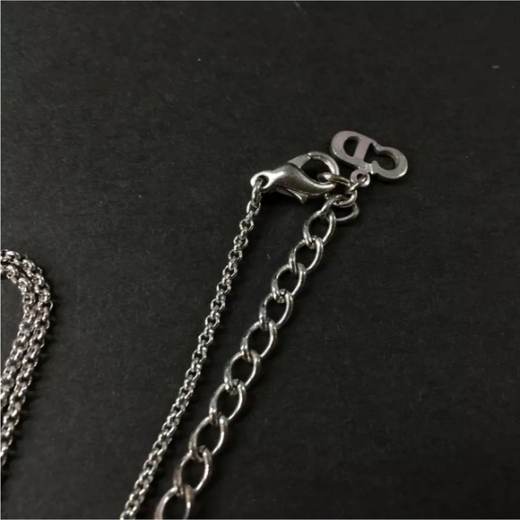 Christian Dior Cube CD Logo Rhinestone Silver Tone Pendant Necklace - Picture 8 of 9